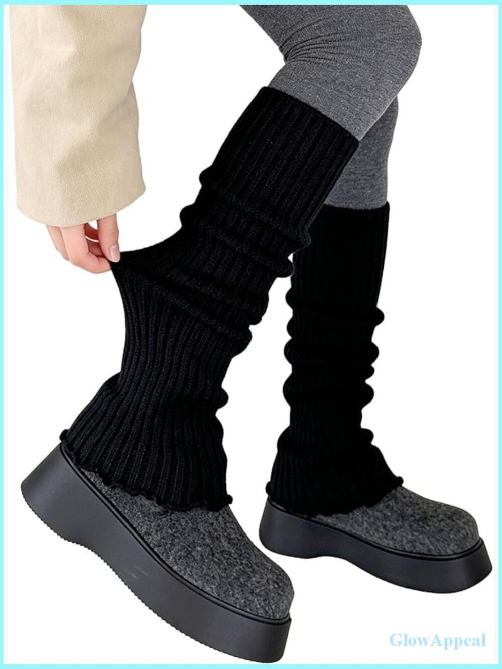 Y2K Kawaii Ruffle Leg Warmers Cute Knit Long Socks Harajuku Lolita